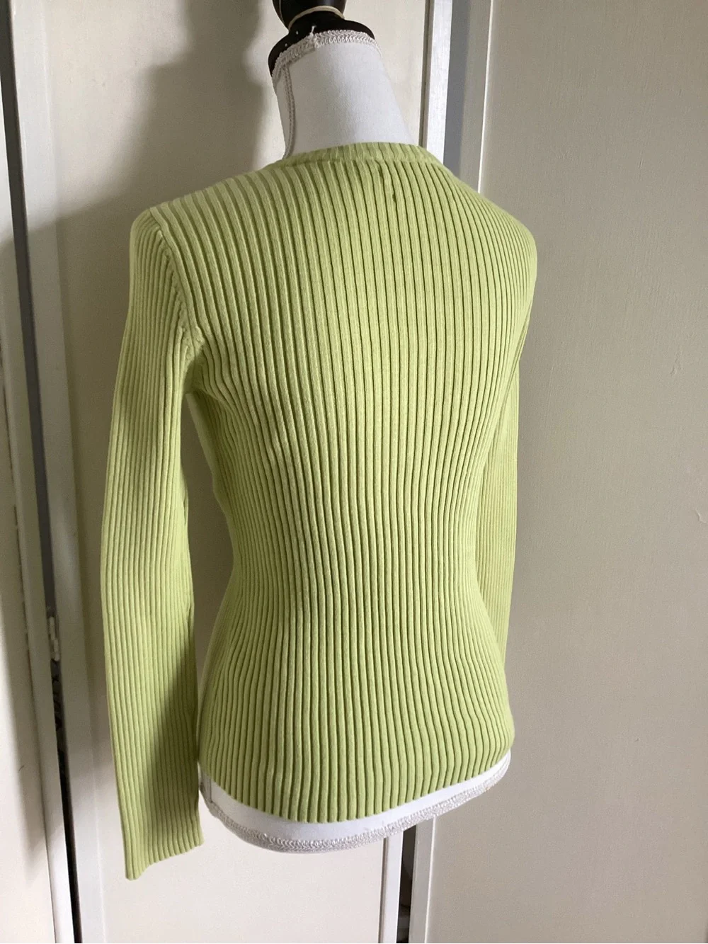 TOMMY HILFIGER ribbed sweater Sz S green cotton Y2K long sleeve